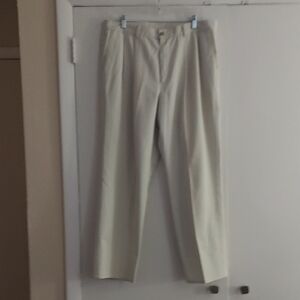 Haggar Generations Pants Beige Khaki Chinos Pleated Cotton Men's 36x29